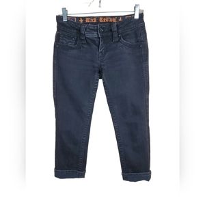 Rock Revival Womens Jeans Sz 26 Celle Capri Black Stretch Denim Selvage
